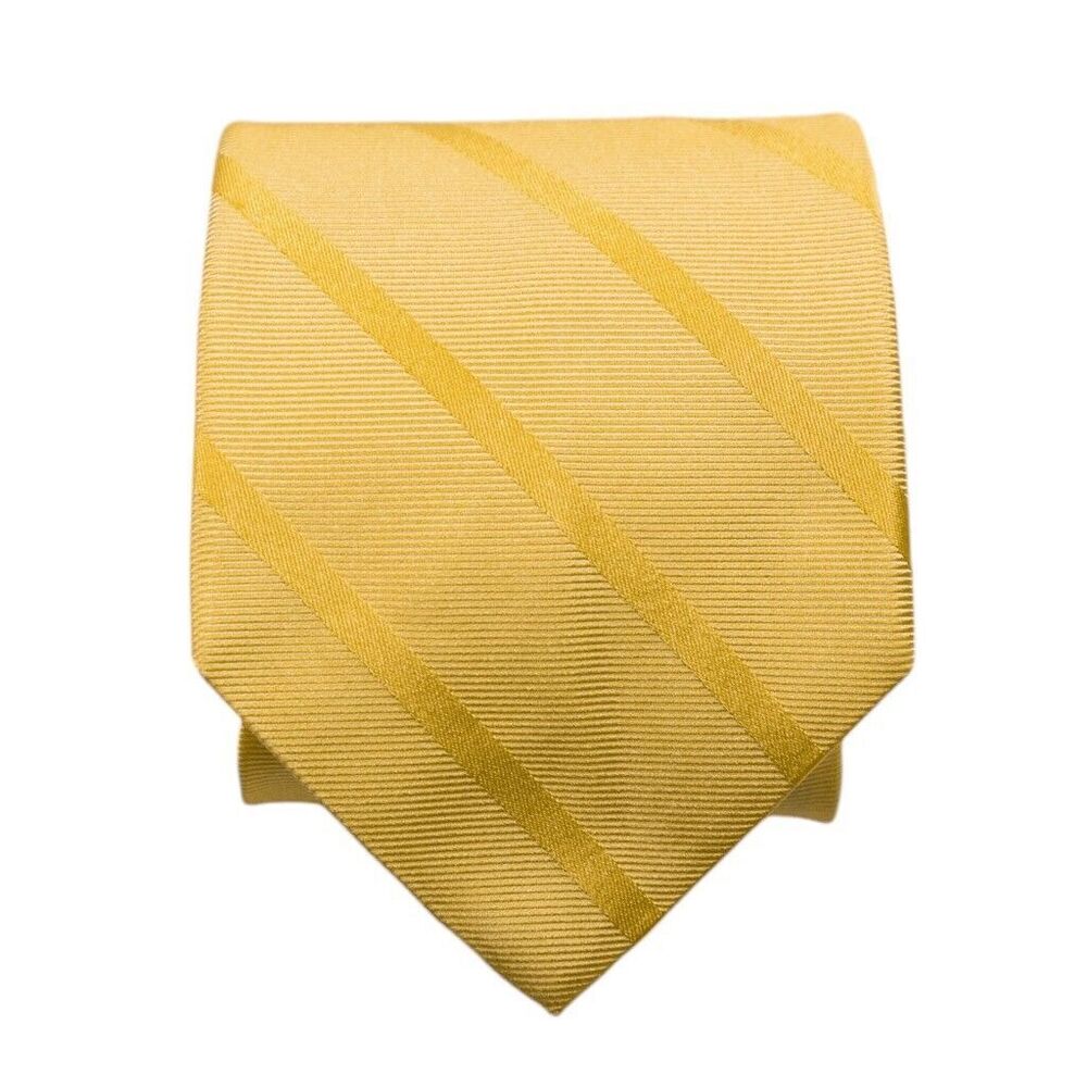 Brooks Brothers 346 Tie 100% Silk Gold Striped Classic 3.75" Vintage Necktie